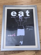 RARE Saul’s Delicatessen 20th Anniversary Eat Poster Framed Berkeley CA Pastrami