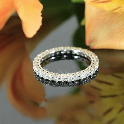 1.00 Ct Lab Grown Diamond Band Ring 18K Gold Eternity Band Handcrafted
