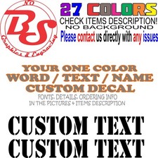 2x Custom Text Vinyl Decal Lettering Sticker Personalized Any Text Any Name noBS