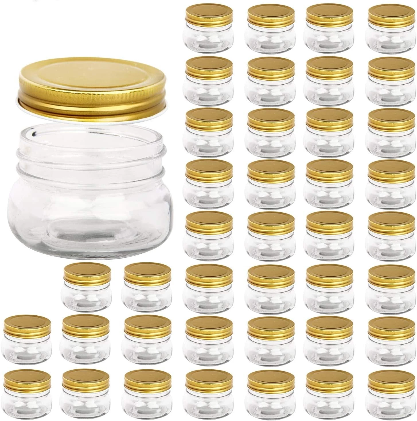 5 Oz Wide Mouth Mason Jars,Clear Glass Jars with Lids(Golden),Small Spice Jars f