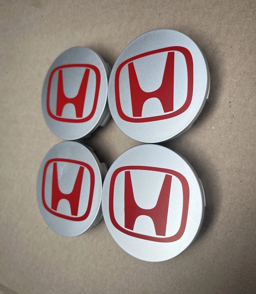 Honda  Set of 4 Wheel Rim Center Caps Red/Silver Logo（69MM） Foto 4 de 4