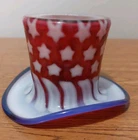 VTG FENTON ART GLASS STARS & STRIPES 2001 HAT 3"T Original Price Tag/ Sticker EC