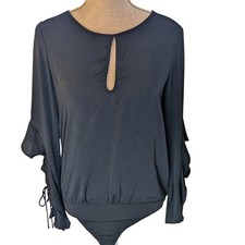 EXPRESS Black Keyhole Flutter Sleeve Whimsygoth Bodysuit Chic Womens Small