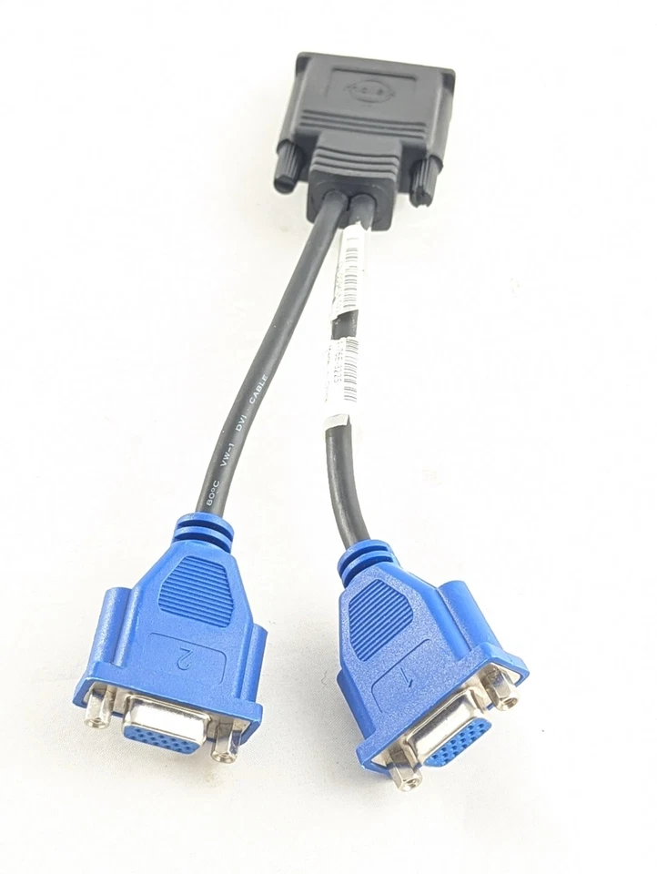 Molex DMS-59 Dual VGA DVI Y Cable Splitter Adapter Male to (2) VGA Female 8" - Image 2 of 4