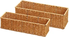 Small Plastic Rattan Baskets for Organizing (Set of 2) | Bathroom Basket | Wicke