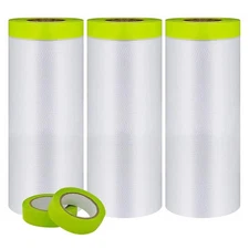 Pre Taped Masking Film Plastic Covering for Painting Projects