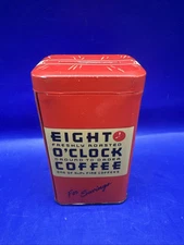 VTG Eight O'Clock Coffee Tin Advertising Coin Bank A&P Grocery 4” For Savings