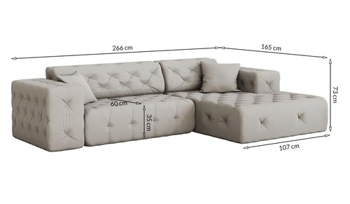 Ecksofa Designersofa CHANTAL in Stoff Opera Velvet Pink Ottomane Rechts - Bild 2 von 6