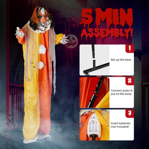Payaso de ojos rojos para exteriores de 8,2 pies decoración de Halloween utilería inflable de patio aterradora - Imagen 6 de 8