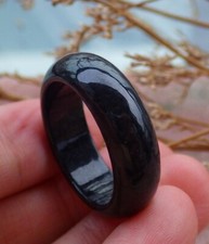 Certified 100 Natural Black Circle Jade jadeite Ring USA. 4.25 to 12 712036
