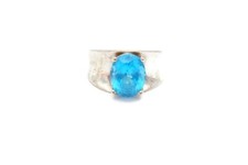 Sterling Silver 925 Lab-Created Blue Topaz Ring Size 6