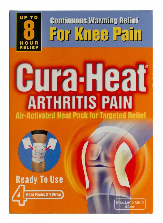 Cura Heat Pads Air Activated Arthritis Knee Pain 4 Heat Packs 1 Wrap