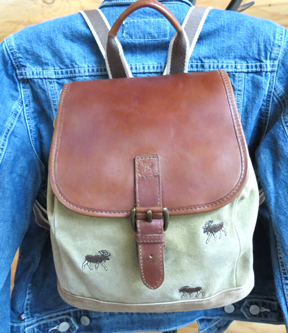 Vintage LL Bean Boat & Tote Bag - Rare Backpack Moose  display picture 3