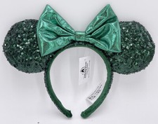 Disney Parks Collection Minnie Mouse Ears Emerald Green Sequins Headband