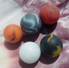Sea Glass, Small Opaque Marbles, Tiger Orange with Black Stripe, Red, Black, Gr