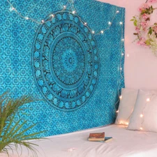 Tapestry Mandala Twin Wall Indian Hanging Teal Ombre Bohemian Mandala Home Decor