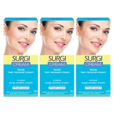 Surgi Wax Facial Hair Remover Cream, Hair Remover for Face, 1 Ounce Tubes (Pack