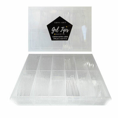 SOFI-ART Press-on Soft Gel Nail Tips - Coffin Extra Long - 240 pcs 12 sizes