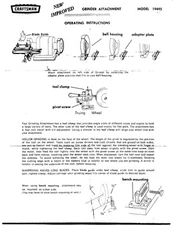 1970s Craftsman 09-19495  Bench Grinder Tool Sharpening Attachment Instructions