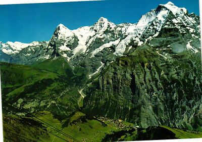 Vintage Postcard 4x6- Murren mit Eiger, Monch und Jungfrau, Von  UnPost 1960-80s