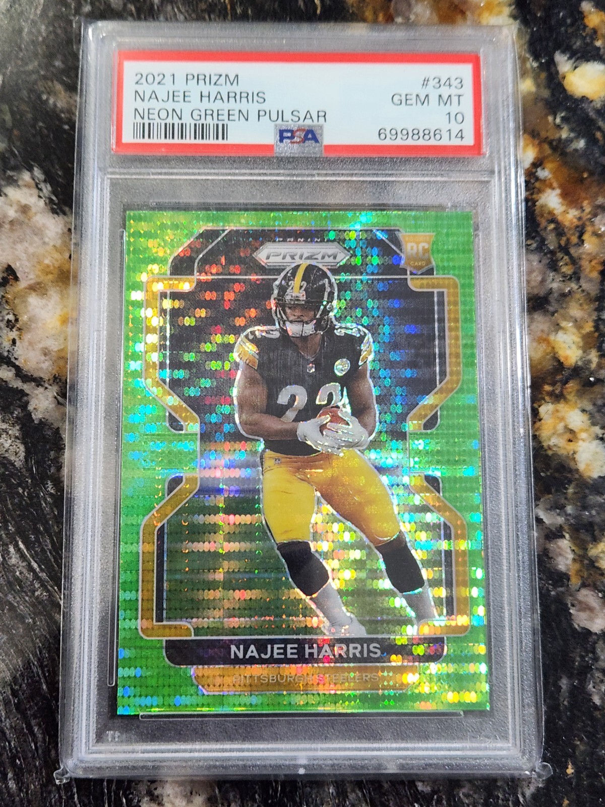 2021 Najee Harris RC #343 Neon Green Pulsar Prizm Psa 10 Gem Mint!!!