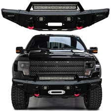 Vijay Fit for 2010-2014 Ford F150 SVT Raptor Black Front Bumper w/LED Lights