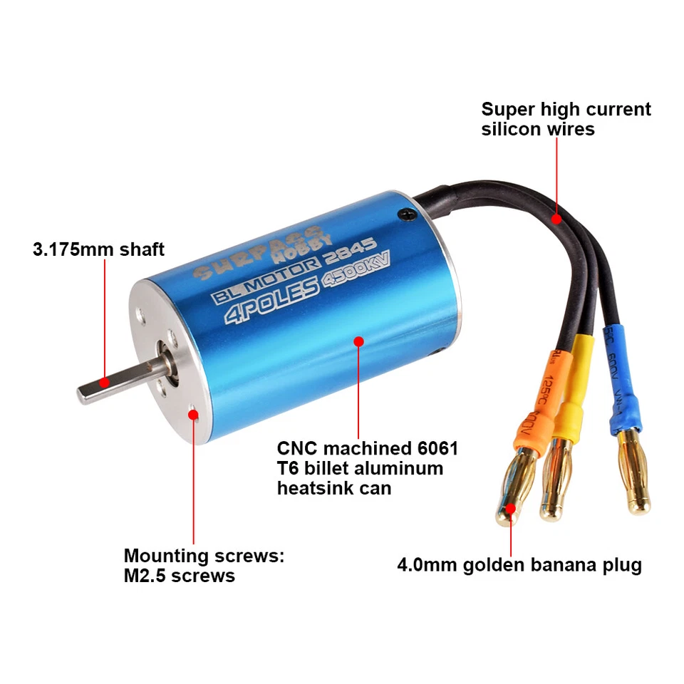 2845 Brushless Motor SURPASS HOBBY 4500KV Motor 45A ESC Combo für 1/14 RC Car - Bild 3 von 4