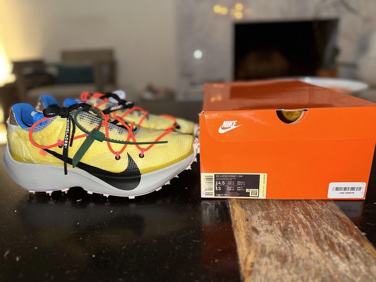 DEADSTOCK🔥OFF-WHITE NIKE VAPOR STREET Size 13M/14.5W Tour Yellow  