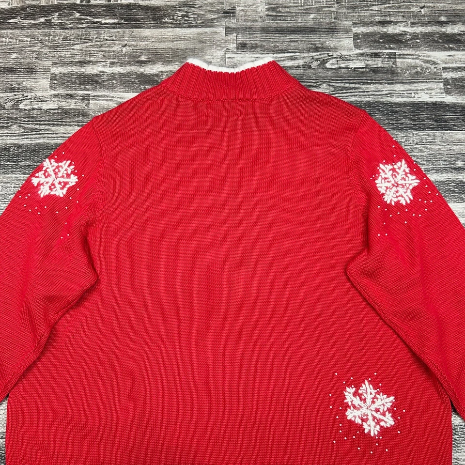 Quaker Factory 2X Red Holiday Full Zip Winter Angora Trim Cardigan Sweater NWT - Image 4 of 4