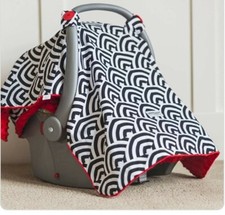 CARSEAT CANOPY Black Red And White Chevron Print Baby Car seat Cover