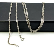 SPARKLE Solid Sterling Silver 925 TWIST Flat Diamond Cut 30 in " NECKLACE Italy