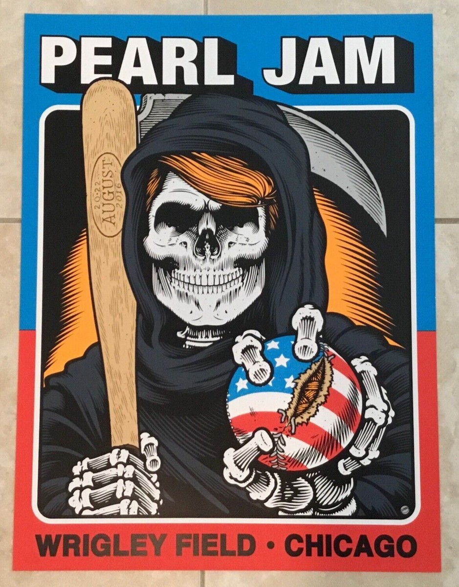 Pearl Jam Poster Authentic Wrigley Field Chicago 2016 SE Limited
