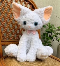 White Curly Hair Cat Plush Toy 14" Stuffed Animal Toddler Doll Gift for Kids
