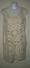 #1087 Misses Dress M Made in Italy 2 Pc Champagne Beige Lace Overlay