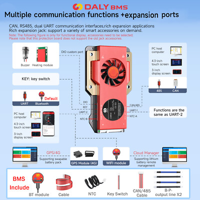 Daly 4S-16S 12V 24V 48V 60V 300A-500A Li-ion LiFePo4 Smart BMS Bluetooth Module