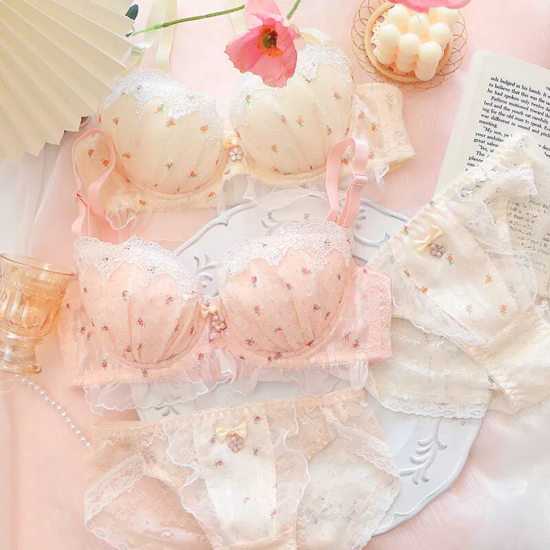 Little Flower Lace Cute Japanese Bra & Panties Set Underwire Underwear  Lolita