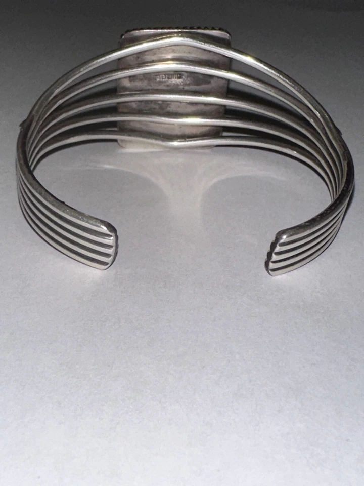 Turquoise Rectangular Stone, Bracelet Cuff, SS 925 - Image 3 of 4