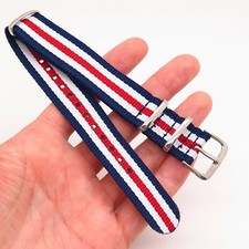 18mm Blue White Red Woven Nylon Fabric One-Piece Watch Band