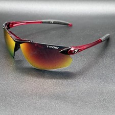 Tifosi Seek Wrap Sunglasses Red Used w/ Damaged Lenses