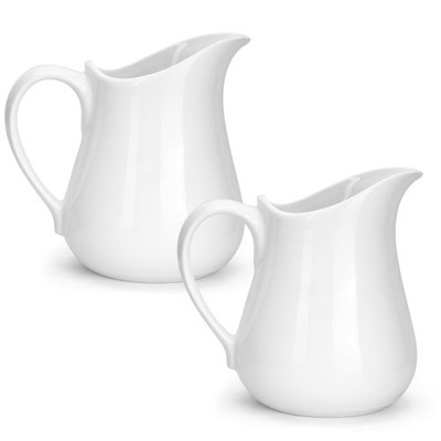 2 Pack Cream Pitcher 17 OZ Ceramic Cream Pitcher with Handle, White Sauce Pit...