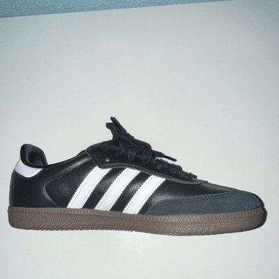 adidas Samba Black White Gum Leather Upper Low Top Soccer Sneaker
