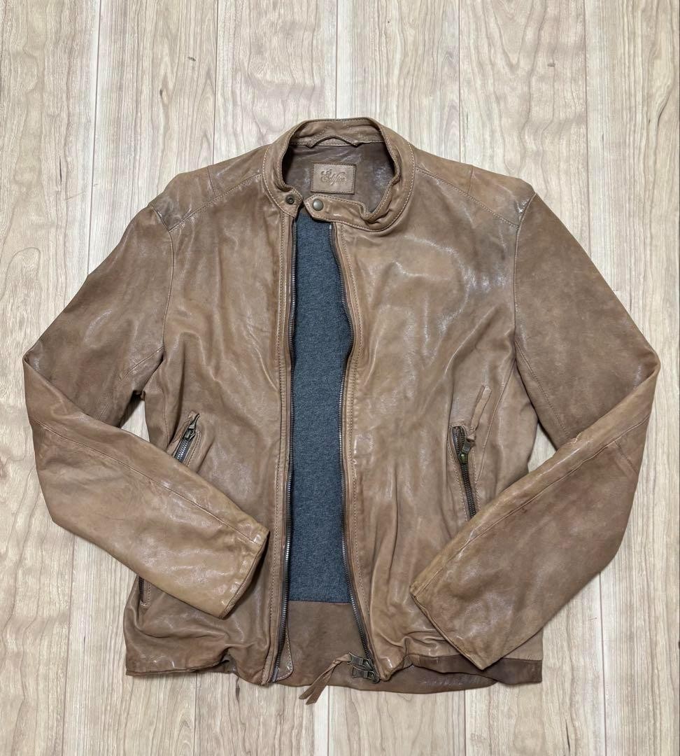 Edifice Lamb Leather Riders Jacket Men’s Size 40 Brown Leather Used