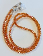 EYEGLASS CHAIN 27" AUTUMN ORANGE AB Beaded Holder Strap Reading Glasses iCandy