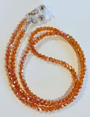EYEGLASS CHAIN 27'' AUTUMN ORANGE AB Beaded Holder Strap Reading Glasses iCandy