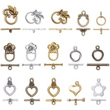 60 Sets Toggle Clasp, 15 Styles T-bar Closure Clasps IQ Toggle Clasps Flower ...