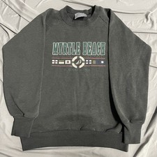 Vintage 80s Faded Black Myrtle Beach Crewneck Sweatshirt Size Small Made In USA