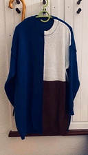 Damen Strickpullover Colourblock Rundhals Lan...