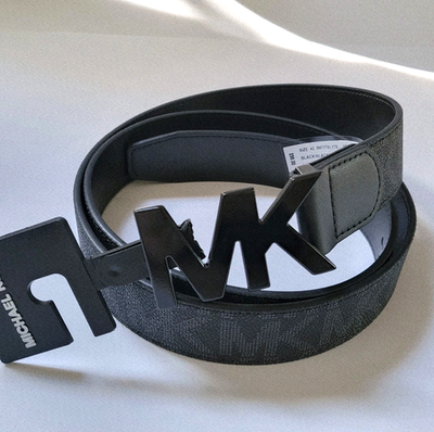 Michael Kors Mens MK Logo Buckle Belt Black all over  display picture 1