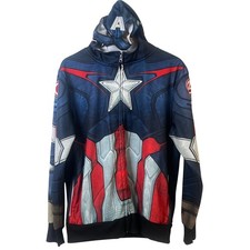 Avengers Captain America Jacket Face Mask Hoodie Costume Halloween Small 34/36