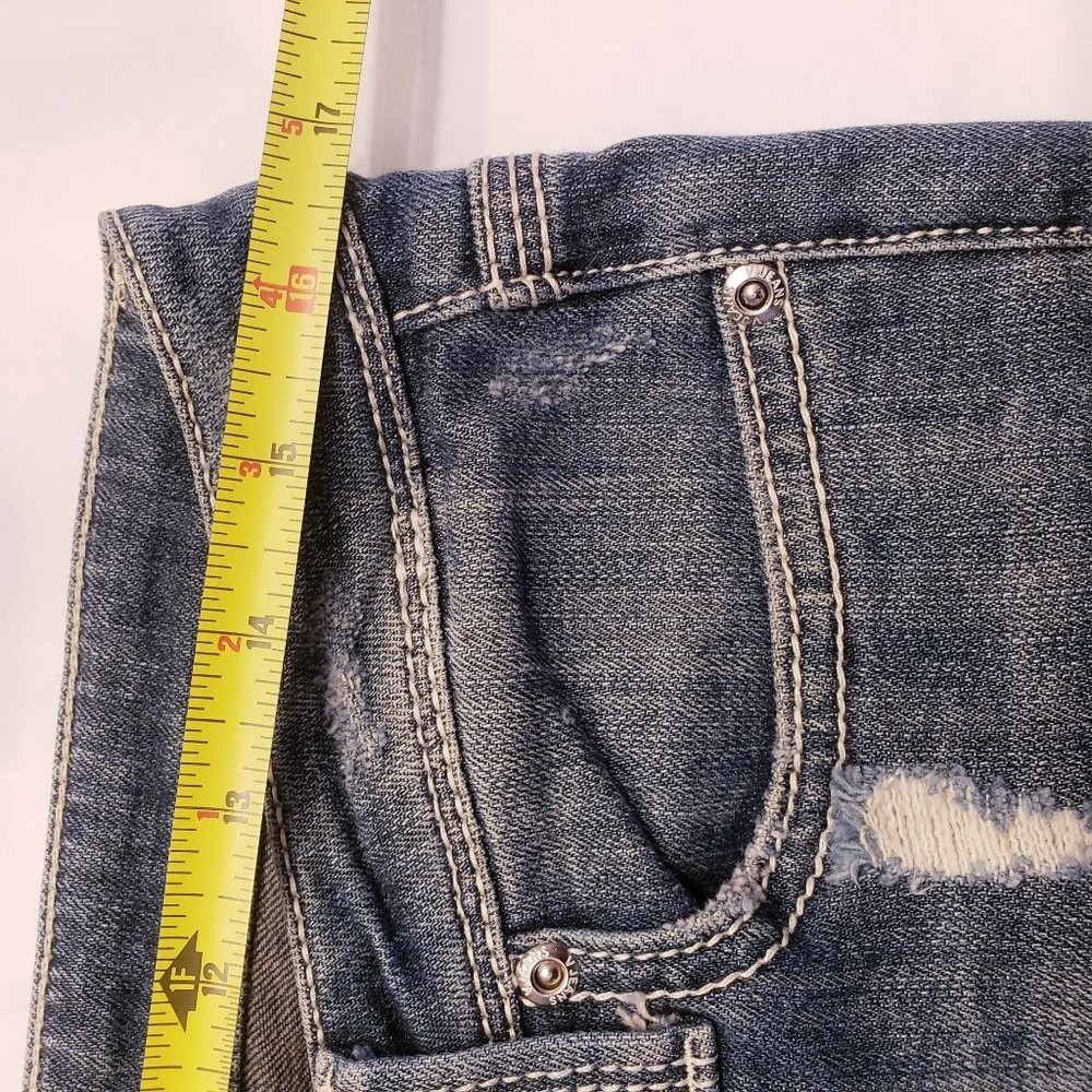 Vigoss Jeans size 11 contrast stitching distressed skinny mid wash